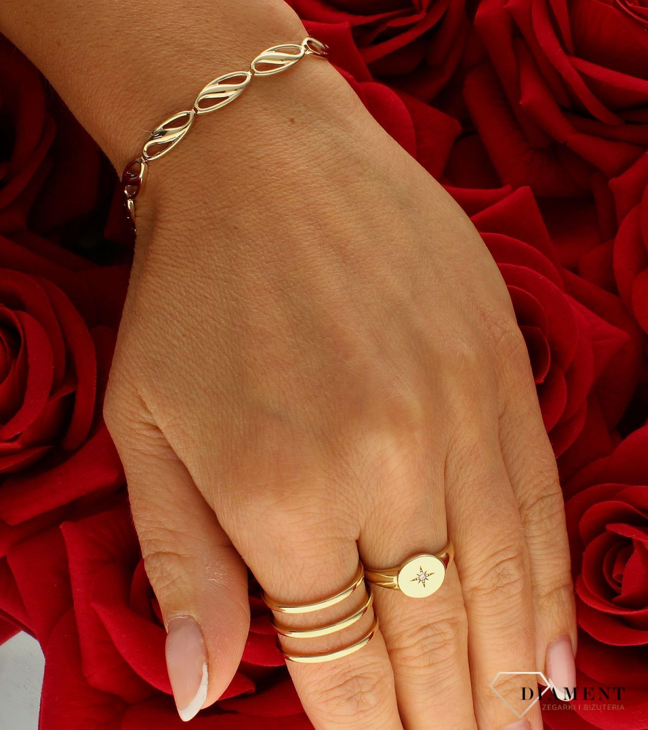 Złota bransoletka damska 375 owalne ogniwa BR 3619B 375.jpg